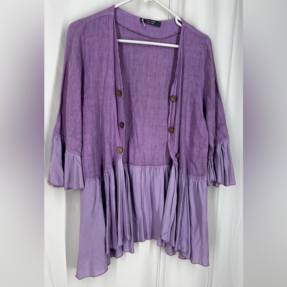 Grey Violet made in Italy Linen women’s cardigan top - Picture 4 of 13